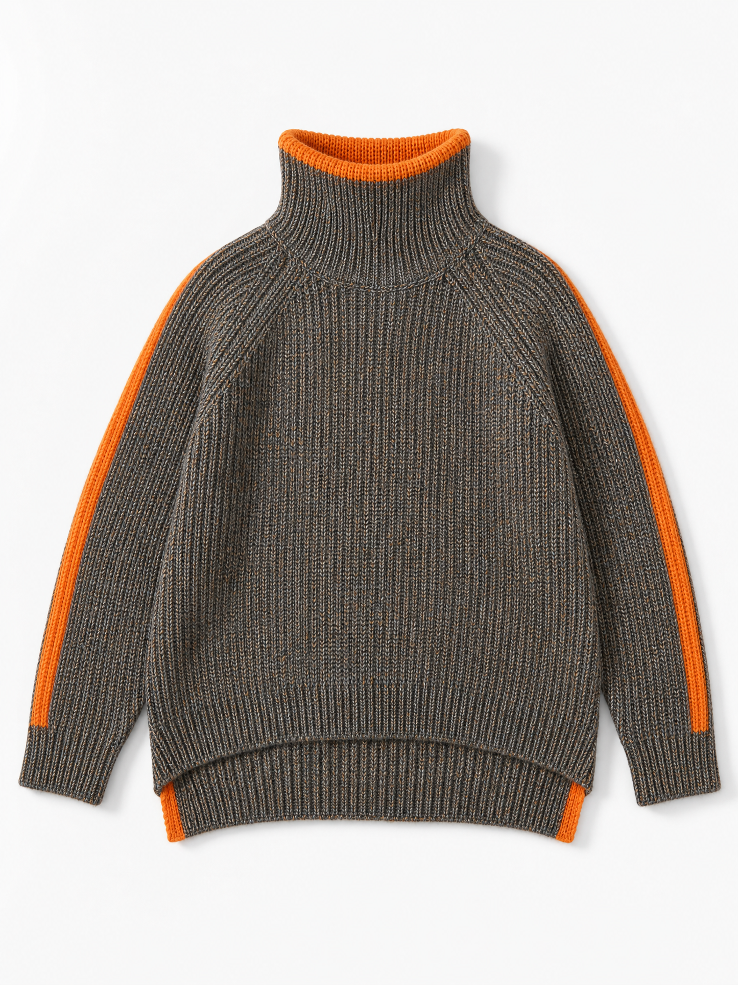 grey melange knit turtleneck sweater Averly London flat lay