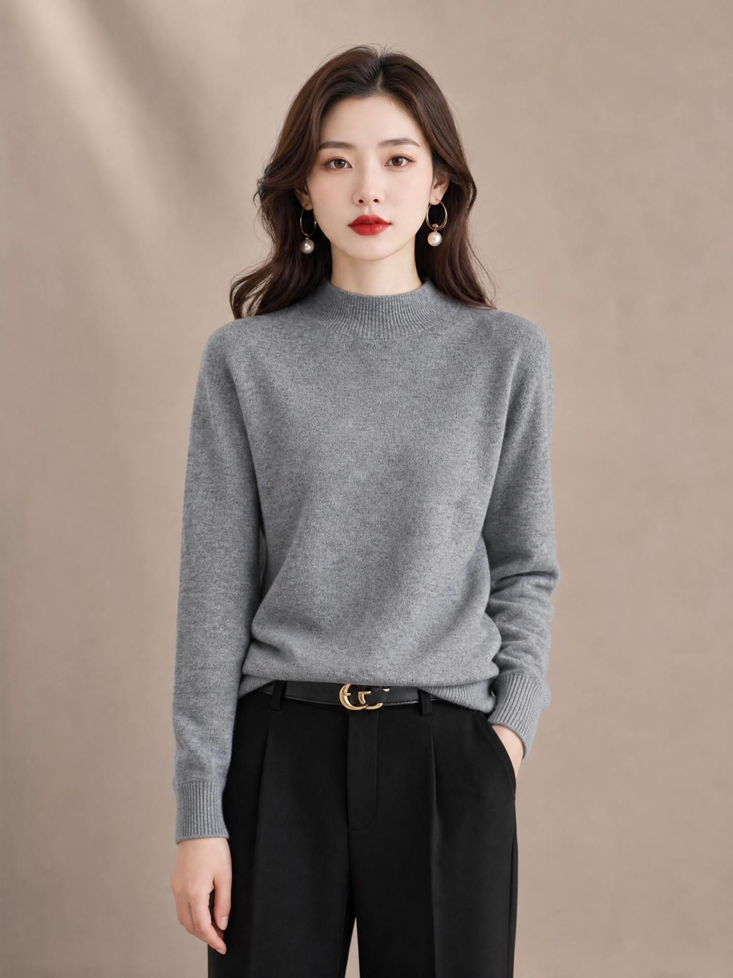 grey merino wool sweater Averly London front