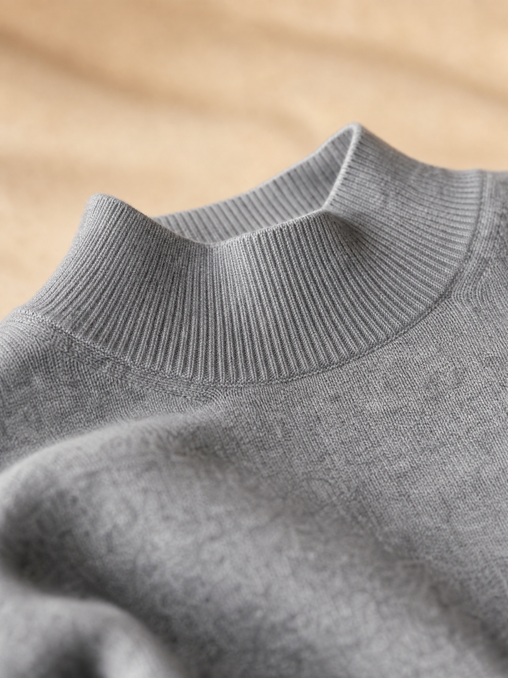 grey merino wool sweater Averly London ribbed detail