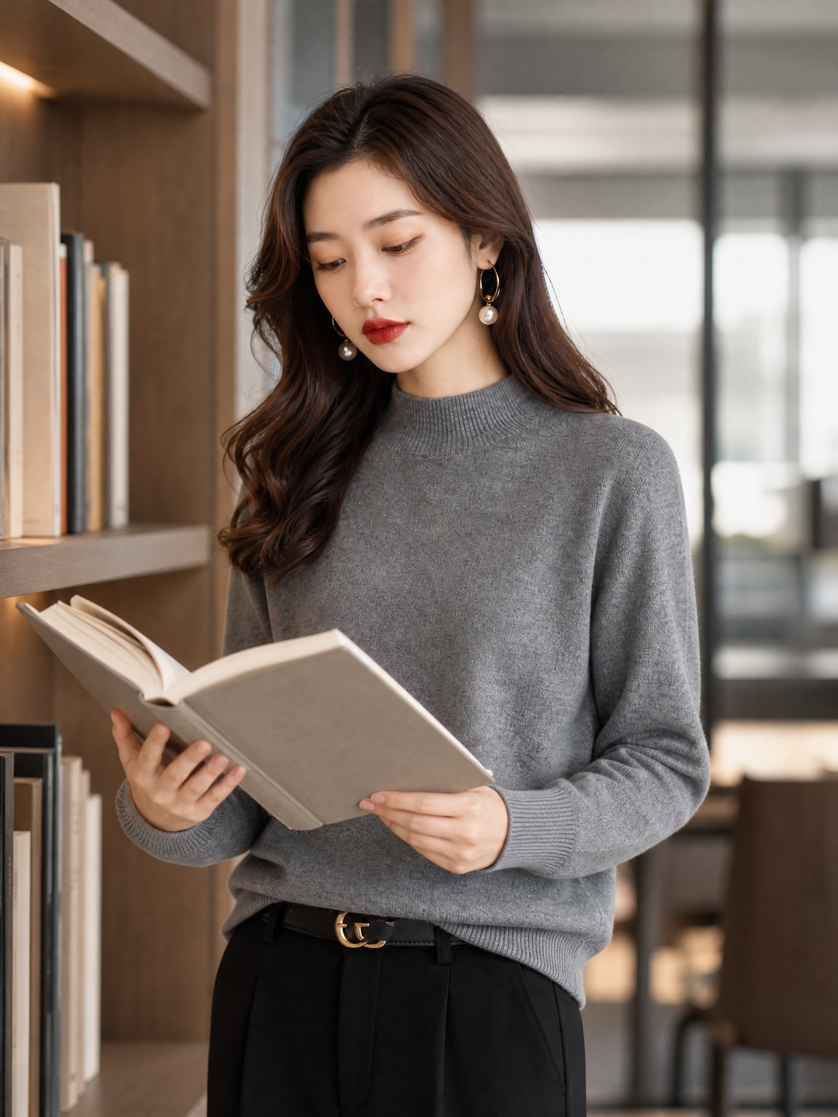 grey merino wool sweater Averly London styled lifestyle