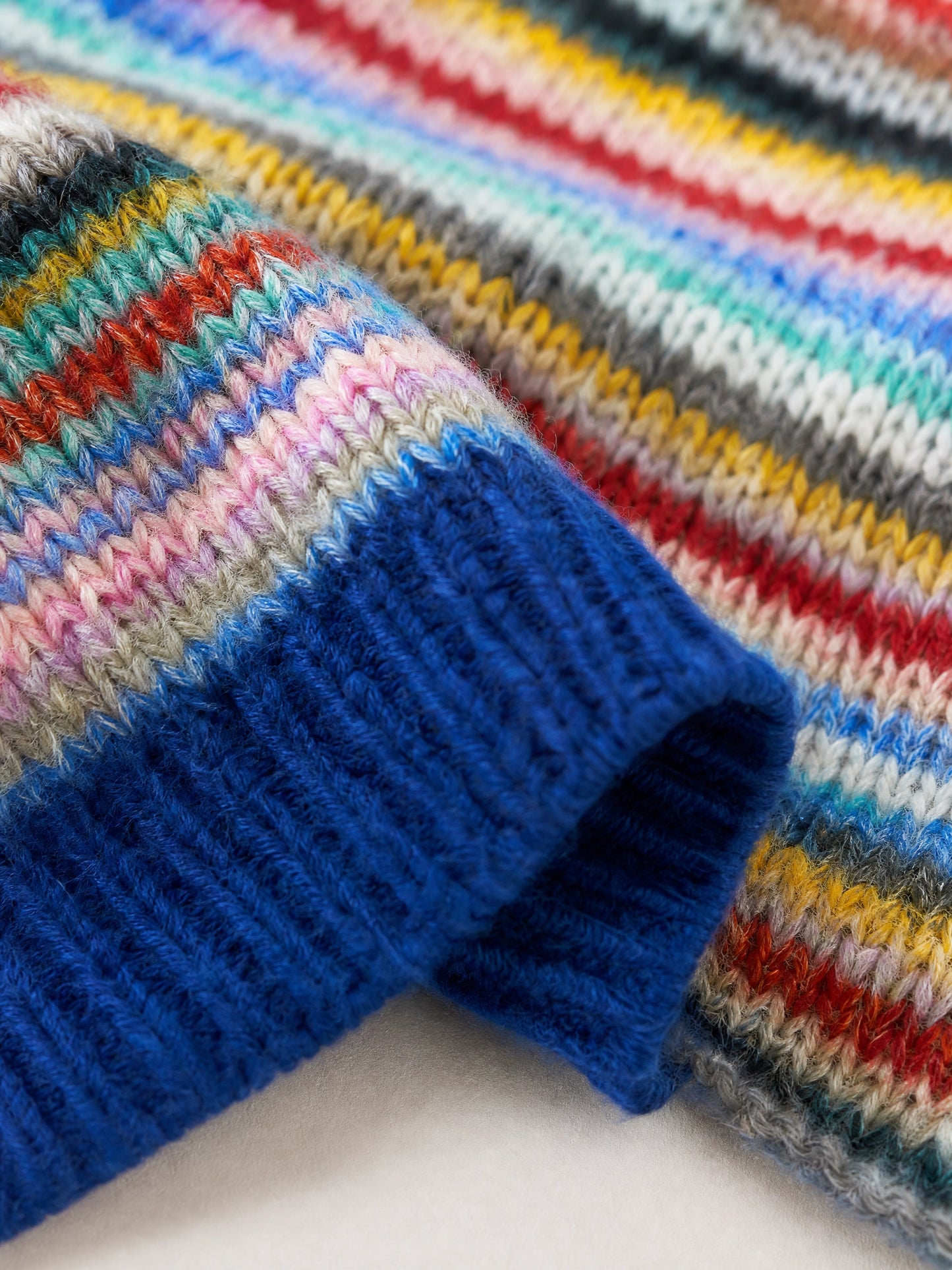 striped crew neck knit sweater Averly London ribbed trim detail