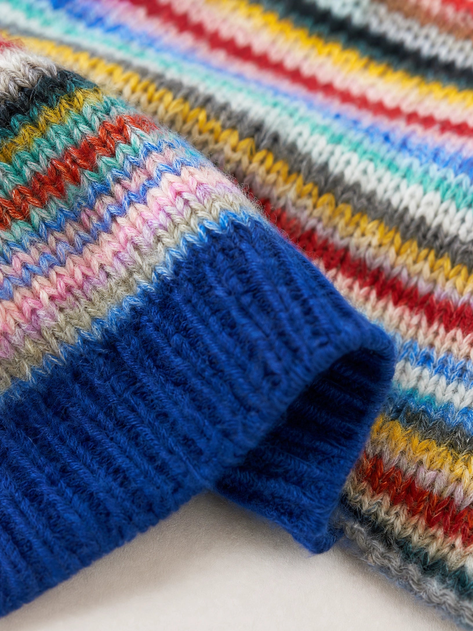 striped crew neck knit sweater Averly London ribbed trim detail