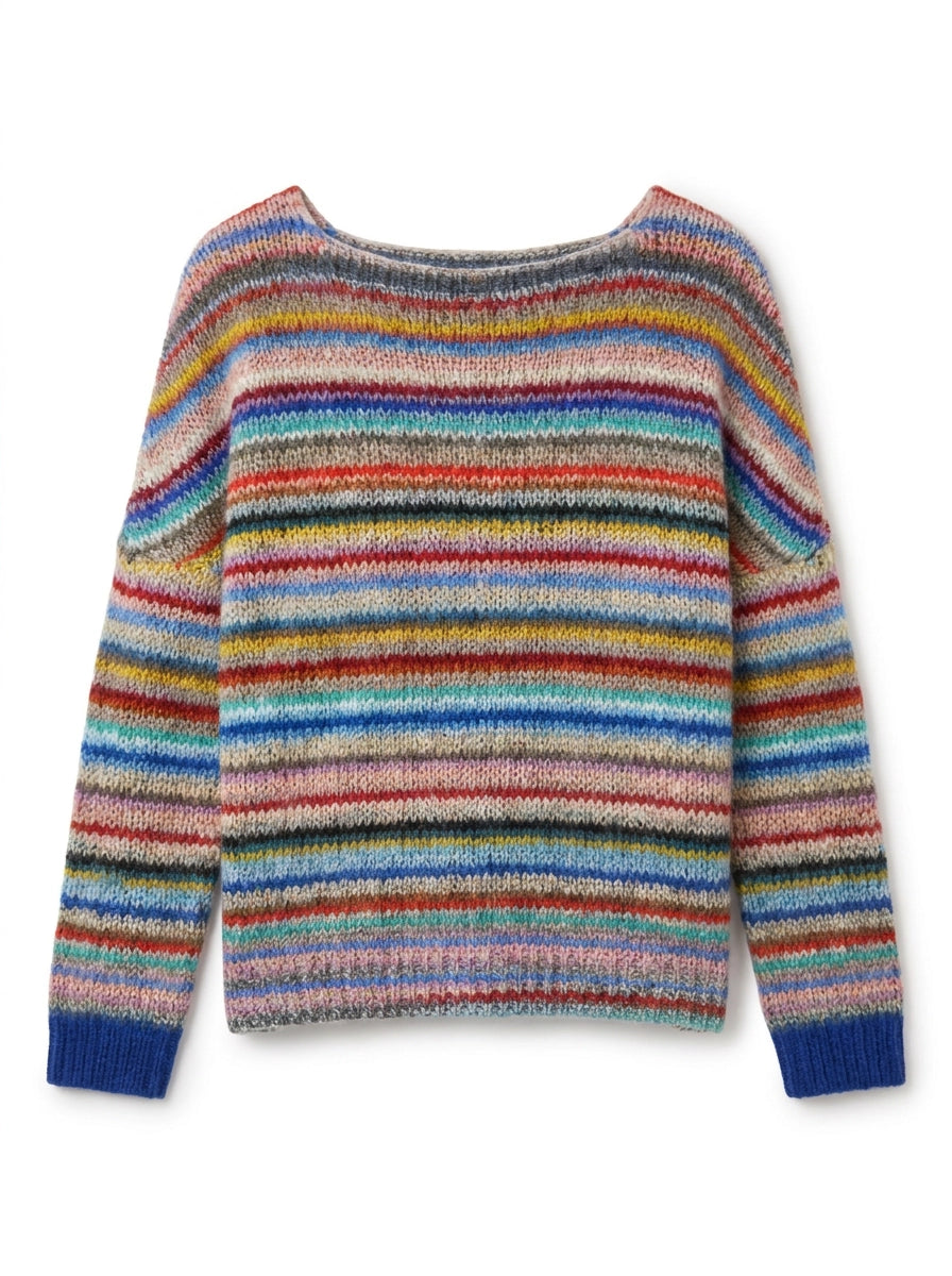 striped crew neck knit sweater Averly London flat lay