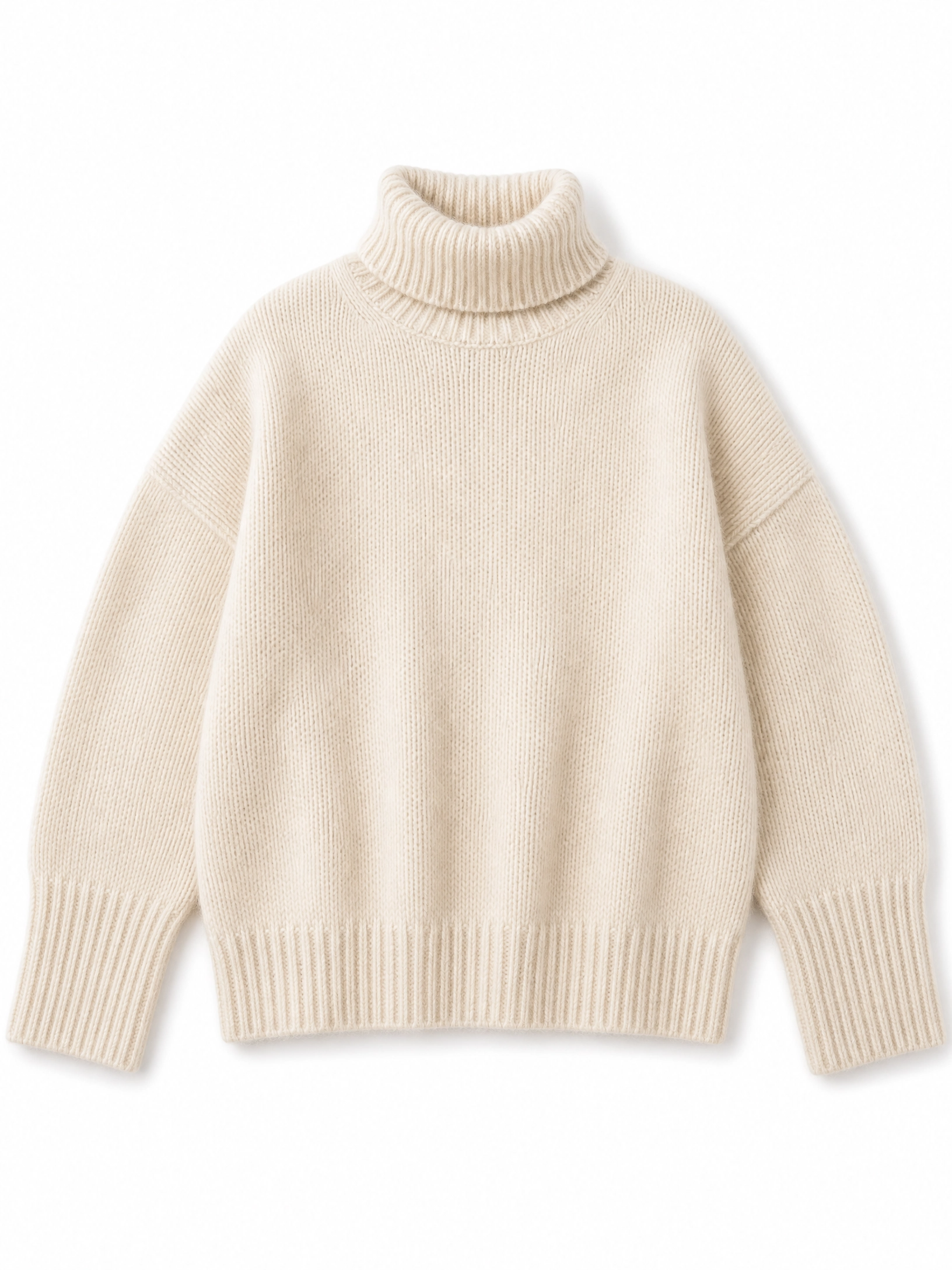 beige cashmere turtleneck sweater Averly London flat lay