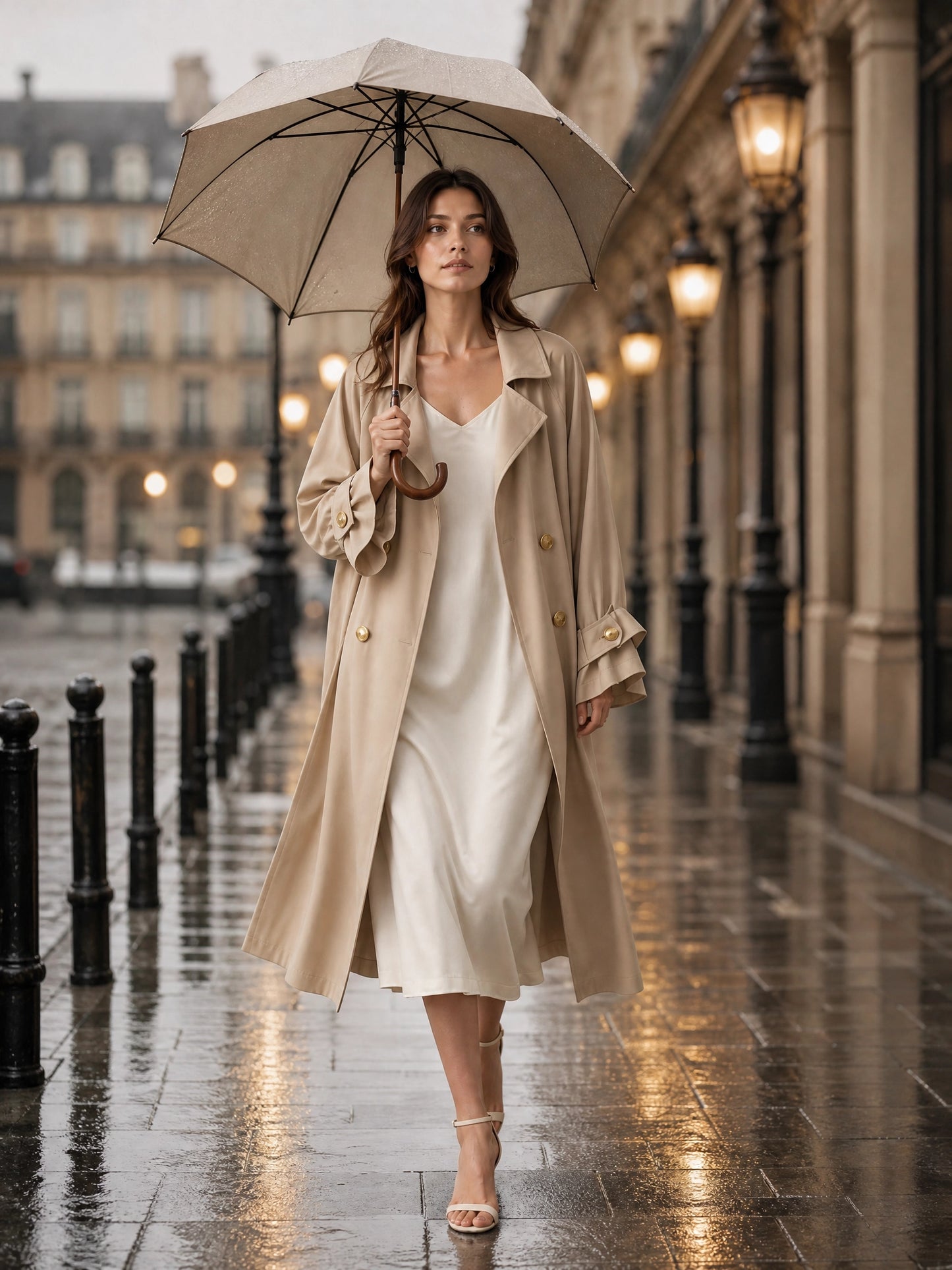 black waterproof trench coat Averly London styled lifestyle