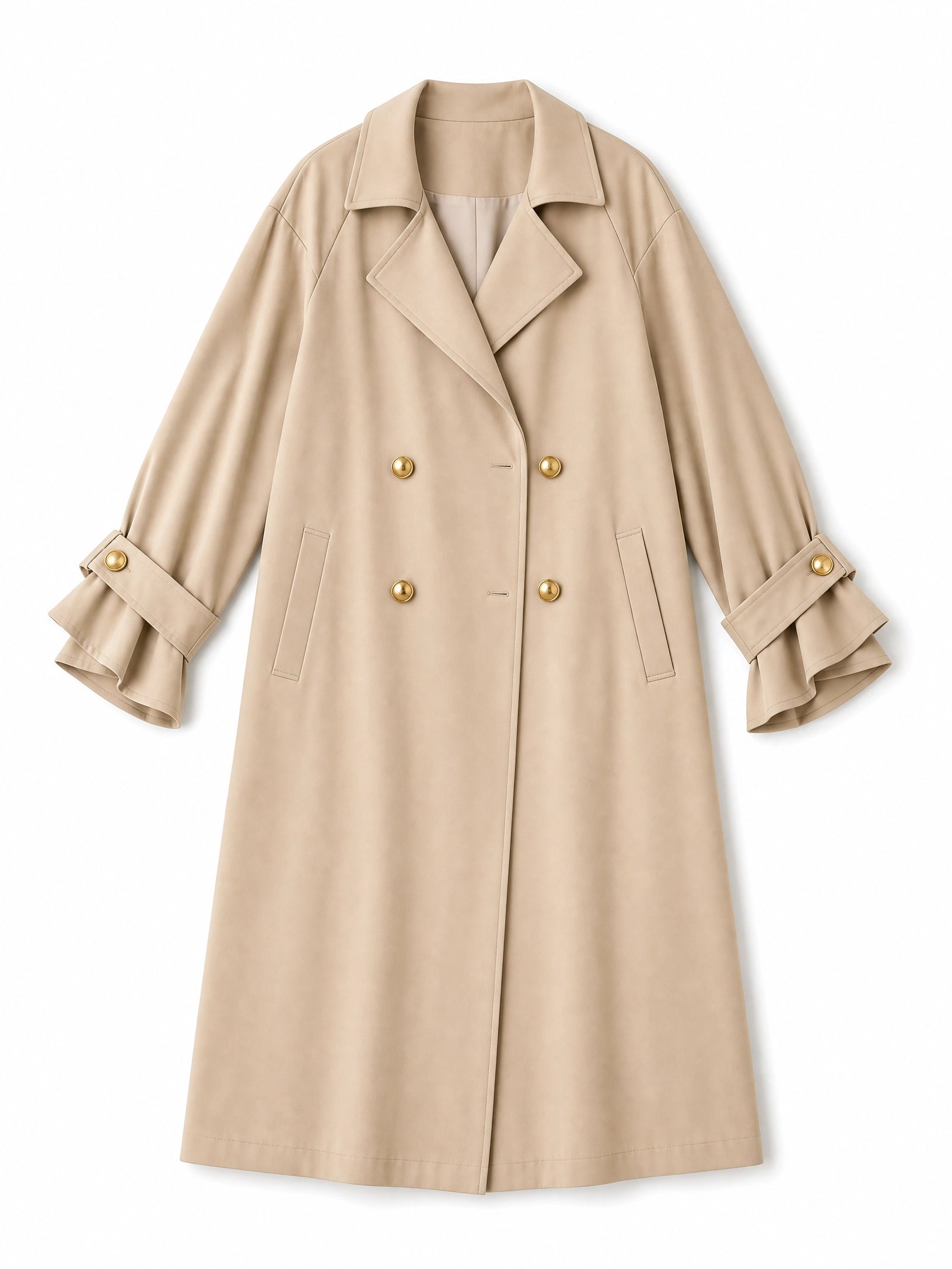 black waterproof trench coat Averly London flat lay