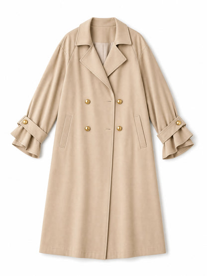 black waterproof trench coat Averly London flat lay